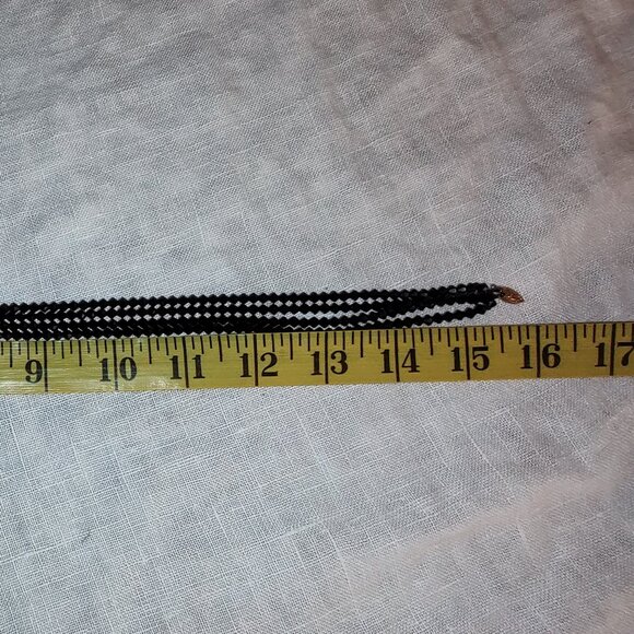 SWAROVSKI BLACK CRYSTAL 4-STRAND HAND BEADED ON SILK FISHHOOK CLASP 14K 16" - Picture 5 of 5